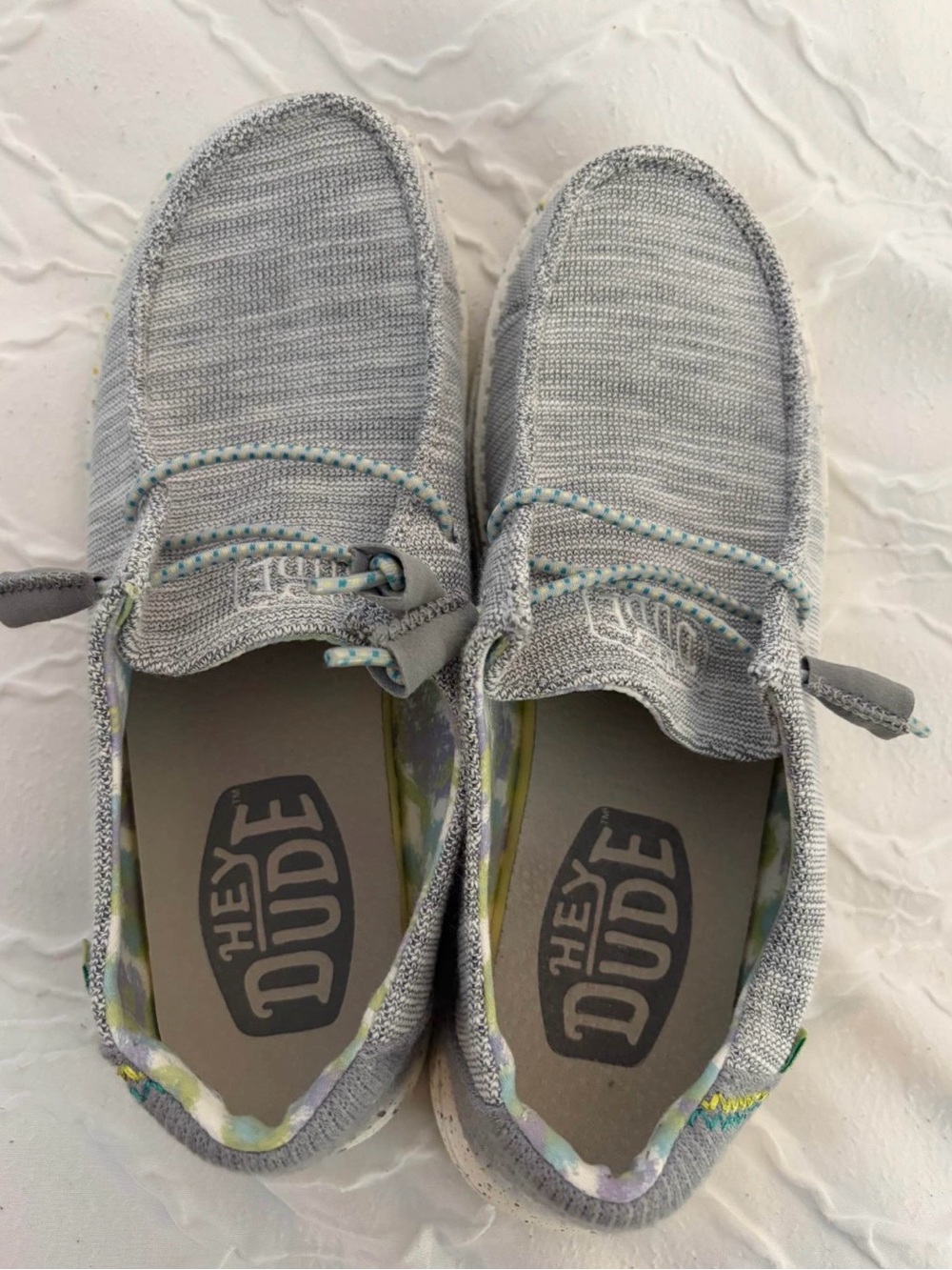 Hey Dude Light Gray Knit Slip-On Loafers
